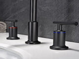 Matt Black Widespread Bathroom Sink Faucet with With CUPC Water Supply Hose and Cartridge DSDC729MB