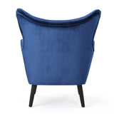 ZNTS Seigfried Mid-Century Velvet Arm Chair, Navy Blue / Black, 28.5D x 34.25W x 39.75H in 56589.00NVLTNBLU