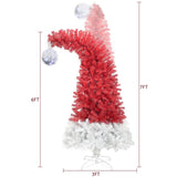 6FT Hinged Fir Artificial Fir Bent Top Christmas, Xmas Bendable Santa Hat Style Christmas PX292920AAJ
