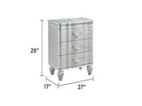 Landmark Traditional Style 3-Drawer Night stand With metal drawer pulls Made with Wood in Silver G150109016