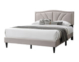 Modern Vintage 1pc Queen Size Bed Light Brown Burlap Fabric Nailhead Trim Accents Headboard Bedframe B011P238963