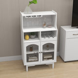 Living room White wine cabinet with removable wine rack and wine glass rack, a glass door cabinet W28265029