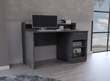 Computer Desk with Top Open Shelf, 1-Drawer and 2-Storage Shelves, Smokey Oak B097133208
