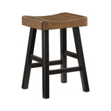 Transitional Design Counter Height Stools Set of 2pcs, Black and Brown Finish Solid Rubberwood B011P284437