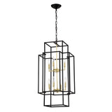 8-Light Metal Lantern Tiered Pendant Hanging Light Fixtures, Industrial Farmhouse Adjustable Height W1592P247755