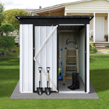 ZNTS Metal garden sheds 5ftx4ft outdoor storage sheds White+Black W1350114586