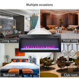 44 inch in wall recessed electric fireplace with remote and multi color flame & emberbed, LED light W1769P171421