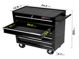 5 DRAWERS MULTIFUNCTIONAL TOOL CART WITH WHEELS-BLACK 54466904