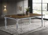 Salines Two-tone Wood Turned Leg Dining Table, Rustic White and Oak T2574P165170