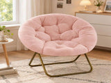 Comfortable Disc Chair Faux Fur Chair for Bedroom, Living Room, Pink 07161263