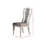 Light Grey Fabric Upholstery Dining Chair, Vintage White, Set of 2 SR011825