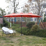 14.8 Ft Double Sided Outdoor Umbrella Rectangular Large with Crank W640140331