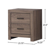 2 Drawers MDF Nightstand in Barrel Oak Finish B016P255592