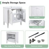 30" No Assembly Needed Vintage White Bathroom Vanity with Ceramic Sink,Two Soft-Close Doors & W2896P318470