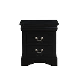 Black Finish Traditional Bedroom Wooden Nightstand 1pc Louis Philippe Style Furniture Two Drawers B011P317178