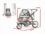 Gray 3-Wheel Pet Stroller for Small & Medium Dogs, Adjustable Canopy, Safety Tether, Storage 30589154