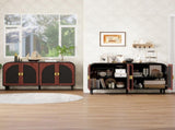 Vintage Arched Sideboard Cabinet with Gold Half-Moon Handle, MDF Storage Cabinet with Adjustable W688P389191