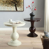 ZNTS Espresso Accent Table with Pedestal Base B062P189135