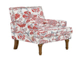 Accent Chair, Floral Armchair, Nailhead Trim, Red and white Decor, Solid Wood Legs, Farmhouse 38974784