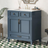 30'' Bathroom Vanity with Ceramic Sink,Solid Wood Frame Bathroom Storage Cabinet with Soft Closing N710P190656C