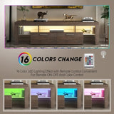DFW Modern LED TV Stand with Large Storage Drawer for 40 50 55 60 65 70 75 Inch TVs, Brown Wood W2301P308472