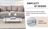 43.3-inch sturdy double-layer coffee table - tempered glass tabletop and table legs, with a W1512P317336