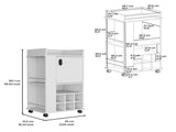 Bar Cart with 6 Built-in Wine Rack and Casters, White B097120589