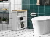 White Slim Rolling Bathroom Cabinet 66211425