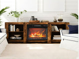 58 Inch Rot Wood Color Double-Sided Cross Fireplace Cabinet with 18 Inch Fireplace Core, 149 * 40 * 54900712