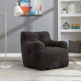 010-Soft Teddy Fabric Tufted Foam Bean Bag Chair With Teddy Fabric Dark Gray W52753862