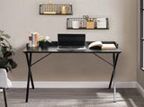 Computer Desk, X-Shaped Metal Legs Gaming Desk with Pegboard & Raised Baffle, Glossy MDF 48156844