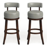 Sherly Set of 2 Bar stool 30" Swivel Stool Dark Oak Solid wood Dark Gray Leatherette Chairs Dining B01152174