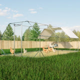 10 ft. x 20 ft. Galvanized Large Metal Walk in Chicken Coop Cage Farm Poultry Run Hutch Hen House 24183316