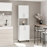 Linden 76,8" Tall Two Double Door Cabinet Kitchen Pantry with Hutch and Five Shelves, Microwave B070P264145