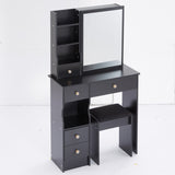29.2" Small Size Left Drawer Desktop Vanity Table Cushioned Stool, Extra Large Right sliding W3258P291632