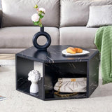 Hexagonal MDF coffee table, characteristic pattern stickers, multi-hole design to give more storage W1151P200318