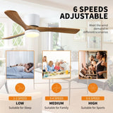 42 inch Wood Ceiling Fans with Lights and Remote, Modern Flush Mount Low Profile Ceiling Fan with W2352P194114