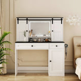 Farmhouse Dressing Table Makeup Table, 43" Wide Dressing Table with Lighted Mirror and Makeup W1321P190642