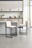 Modern Dining Chairs set of 2, Upholstered Linen cushions and backrest with minimalist craft iron W1249P257008