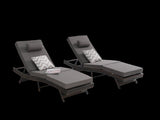Outdoor Wicker Long Reclining Chair Set of 2 , Wicker Reclining Lounge Chair Lawn Sunbathing Chairs W874P264719