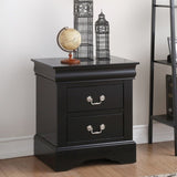 2 Drawers Wooden Nightstand in Black Finish B016P252925