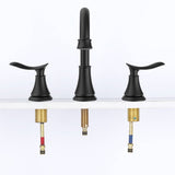 2-Handle 8 inch Widespread Bathroom Sink Faucet Matte Black Lavatory Faucet 3 Hole 360&deg Swivel Spout T3177P277516