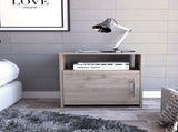 Nordico Nightstand , End Table, Side Table One Shelf, Single Door Cabinet, Metal Handle -Light Gray B20091971