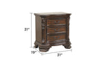 Traditional Style 3-Drawer Night stand With metal drawer pulls Made with Wood in Walnut B009P225188