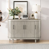 Modern Curved Sideboard 47.2-Inch Decorative Storage Cabinet Wooden Console Table Coffee Bar Cabinet W757P190336