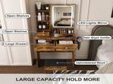 Modern small Vanity Desk ,featuring 3 modes of LED lighting with adjustable brightness, 3 drawers W509P465834