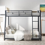 ZNTS Metal Floor Bunk Bed, Twin over Full,Black 45259317