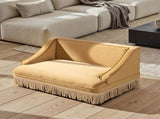 Duchess 33" Medium Princess Pet Bed Sofa with Fringe Skirt, Gold Yellow Performance Velvet B2719P479030