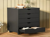 5-Drawer Portable Storage Cabinet on Wheels for Office, Bedroom & Home Organization, Black 80588449