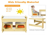 2-in-1 Kids Activity Table and Chairs Set, Double-Sided Whiteboard & Blackboard, with Hidden 74044351